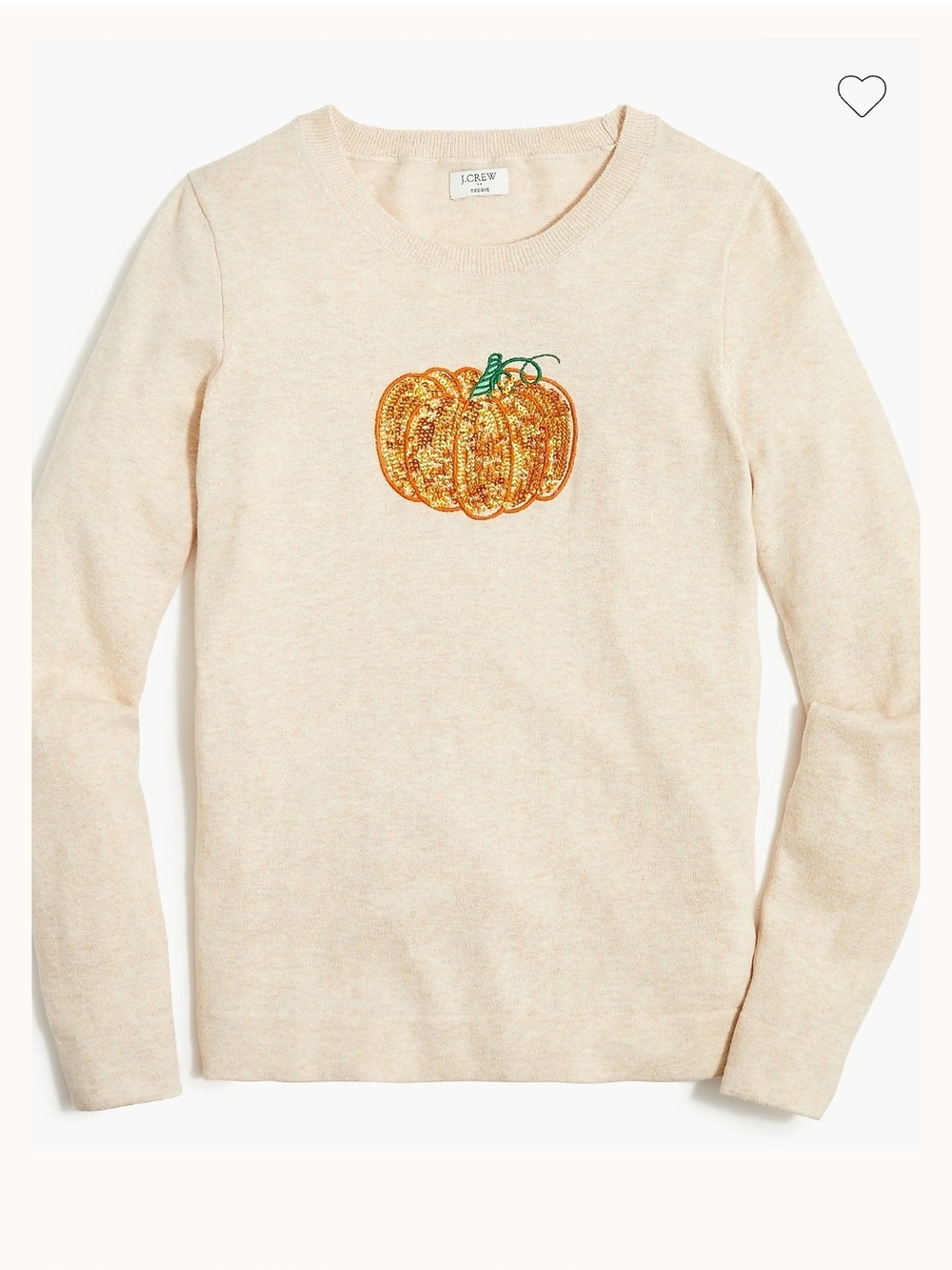 J. Crew Cream Fall Autumn Pumpkin Sequin Crewneck Teddie Cotton Sweater Small